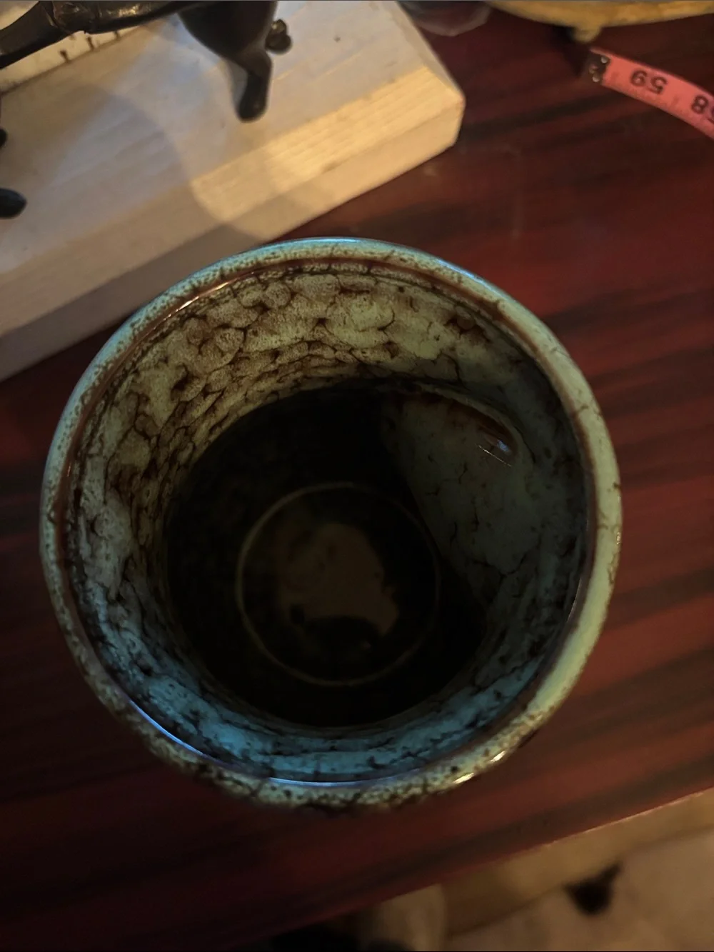 Handcrafted 20 oz Glazed Ceramic Mug in Green and Brown